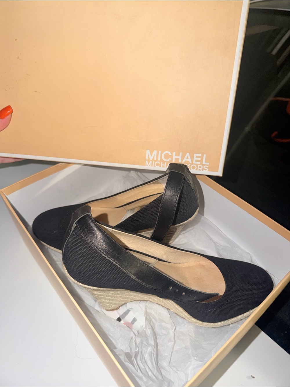 Michael Kors Black Espadrille Wedge shoes